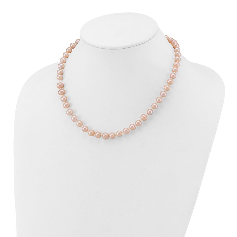 14k 7-8mm Pink Near-Round Freshwater Cultured Pearl 16 inch Necklace