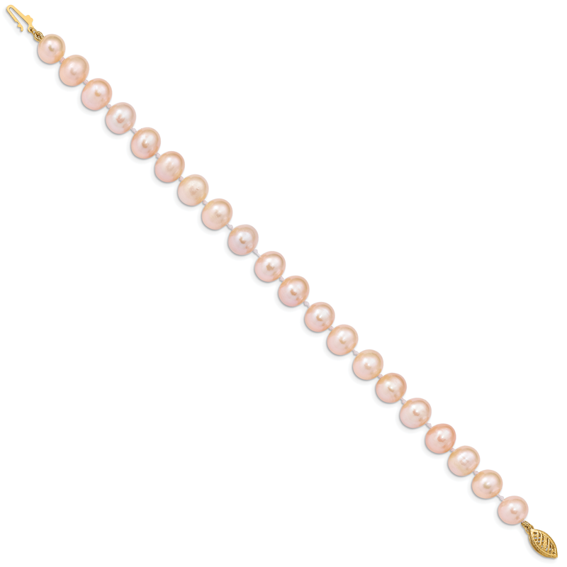 14k 8-9mm Pink Near-Round Freshwater Cultured Pearl 16 inch Necklace