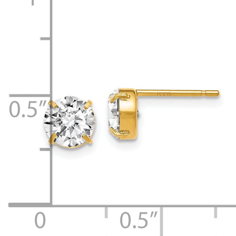 14k CZ Stud 6.0mm Earrings