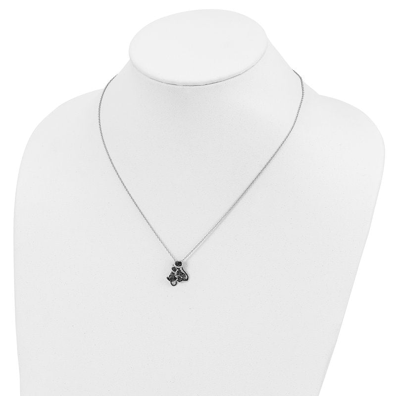 Sterling Silver Rhodium-plated with Black Rhodium Accent Brilliant-cut Black CZ Cats 18 Inch Necklace