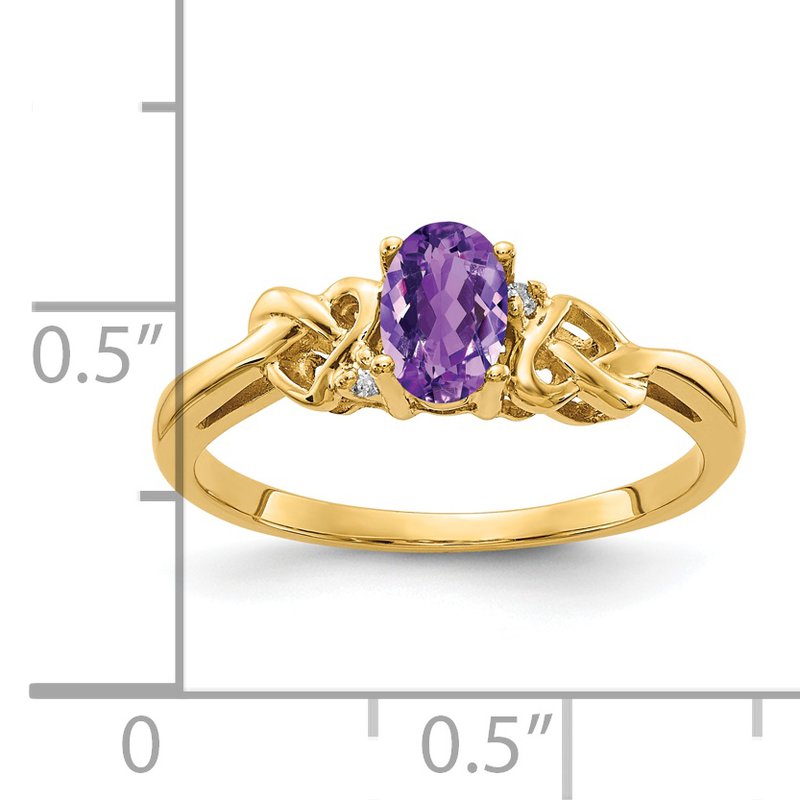 14k 6x4mm Oval Amethyst AA Diamond ring