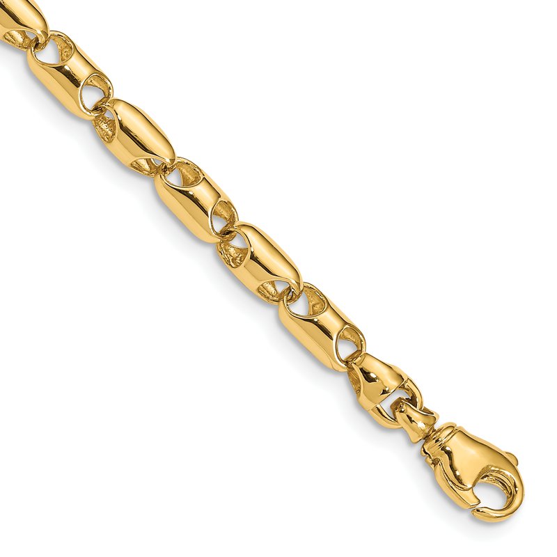 14K 18 inch 4.1mm Fancy Barrel Link with Fancy Lobster Clasp Chain