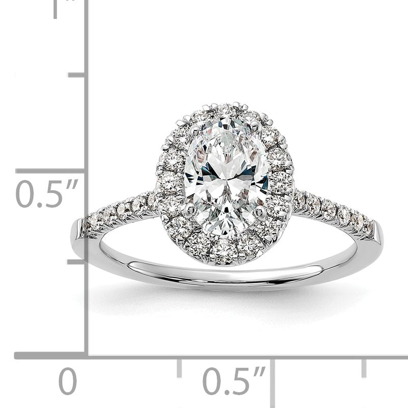14K White Gold 1/3 carat Lab Grown Diamond VS+ F+ Semi-Mount Oval Halo Engagement Ring