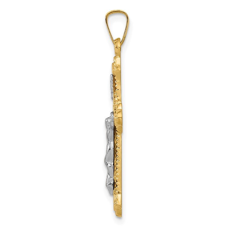 14k Two-tone Polished INRI Crucifix Pendant