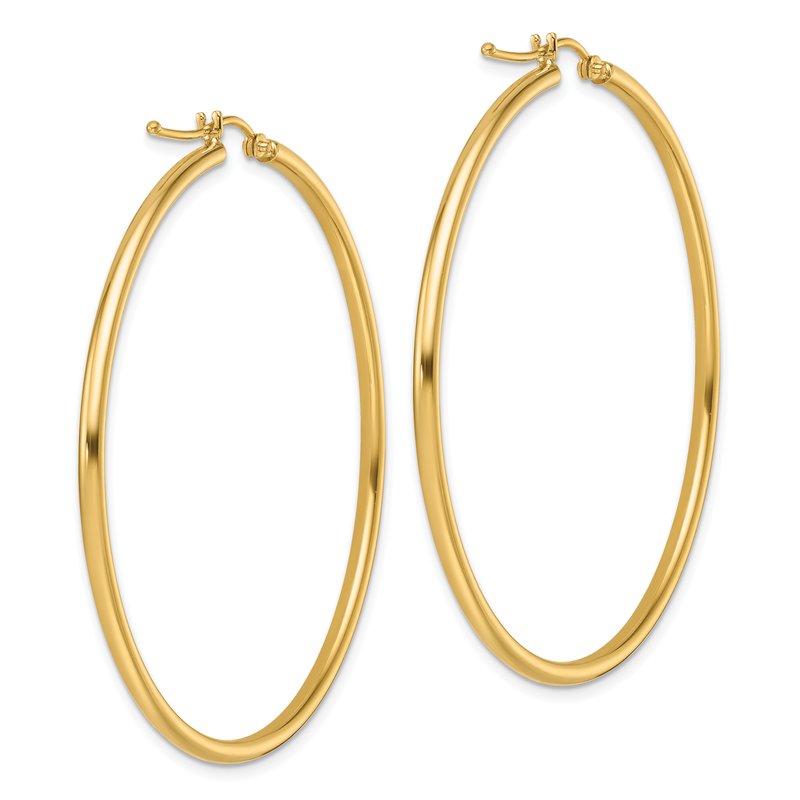 14K Polished 2mm Hoop Earrings