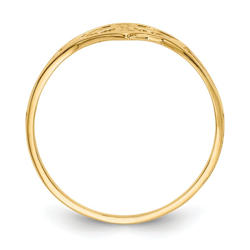 14k Cross in Heart Ring
