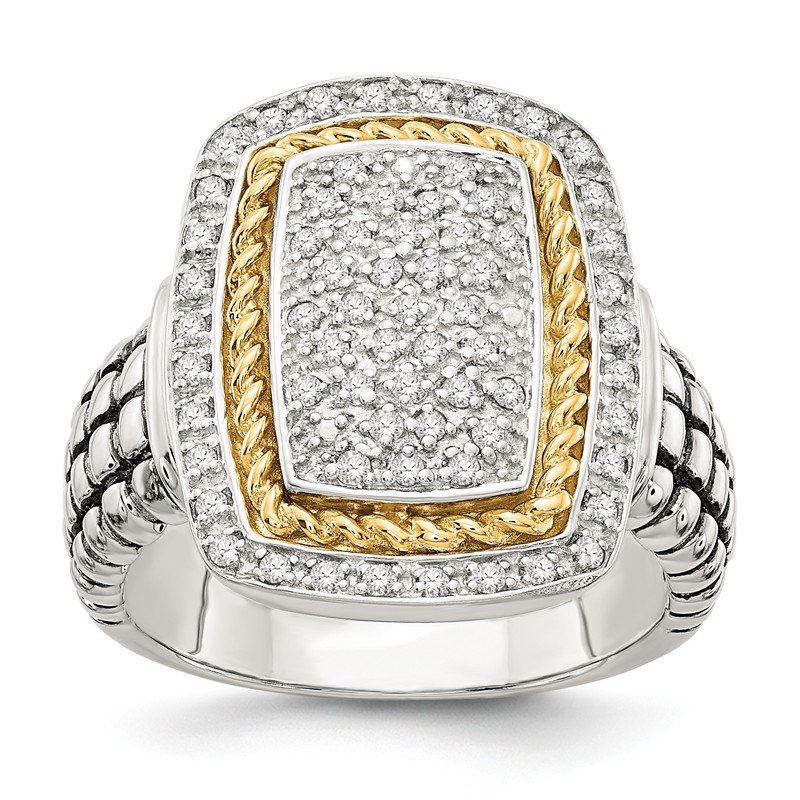 Sterling Silver with 14K Accent Diamond Ring