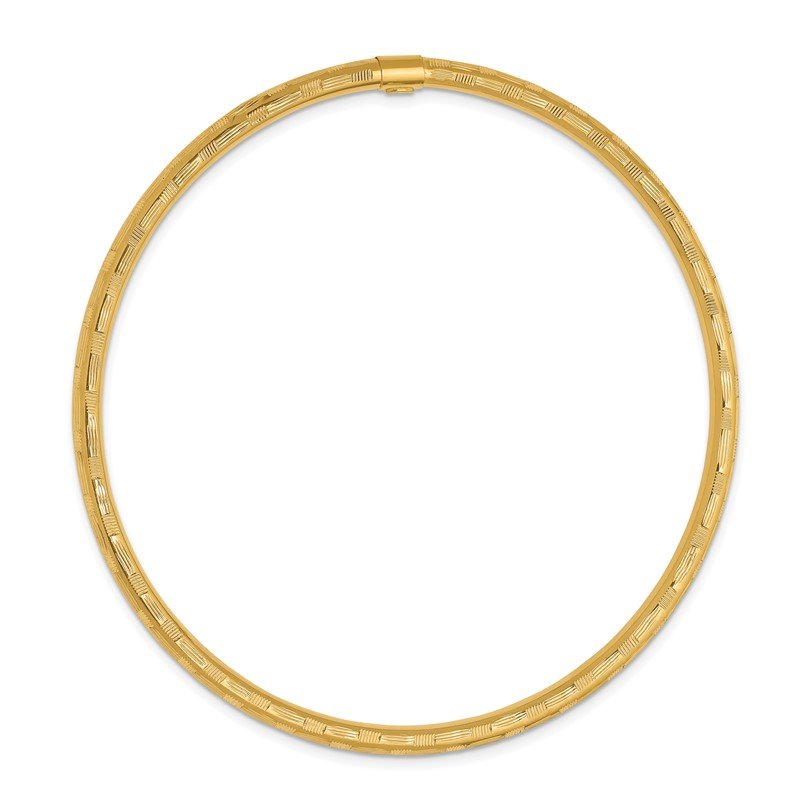14k Polished Diamond-cut 3.00mm Slip-on Round Bangle Bracelet