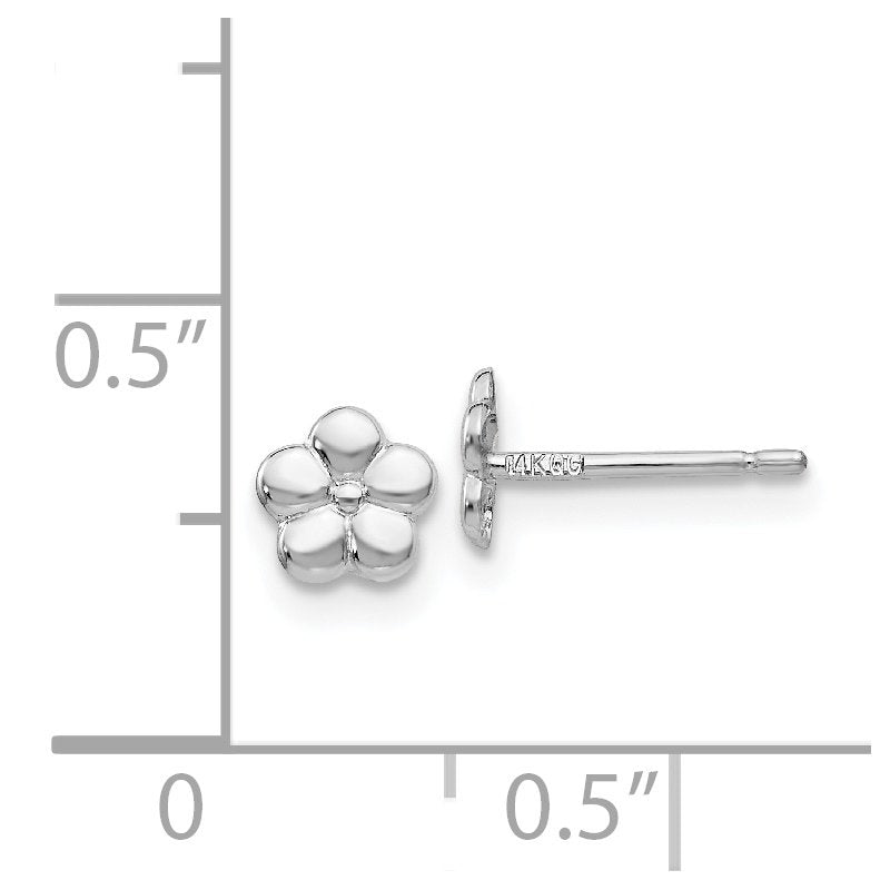 14k White Polished Flower Post Earrings