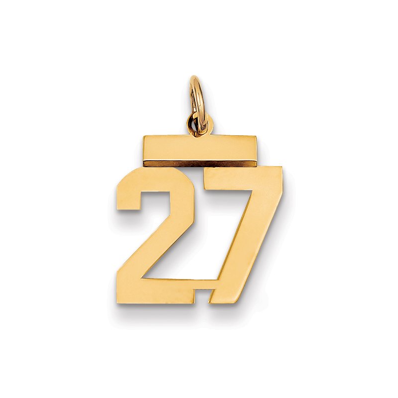 14k Small Polished Number 27 Charm