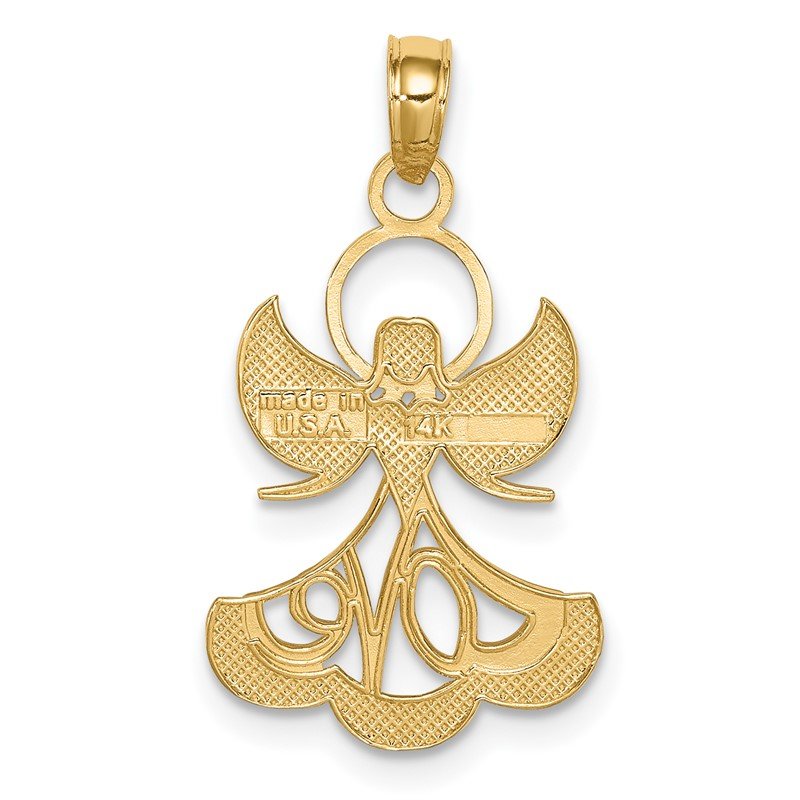 14K and White Rhodium LOVE Angel Pendant