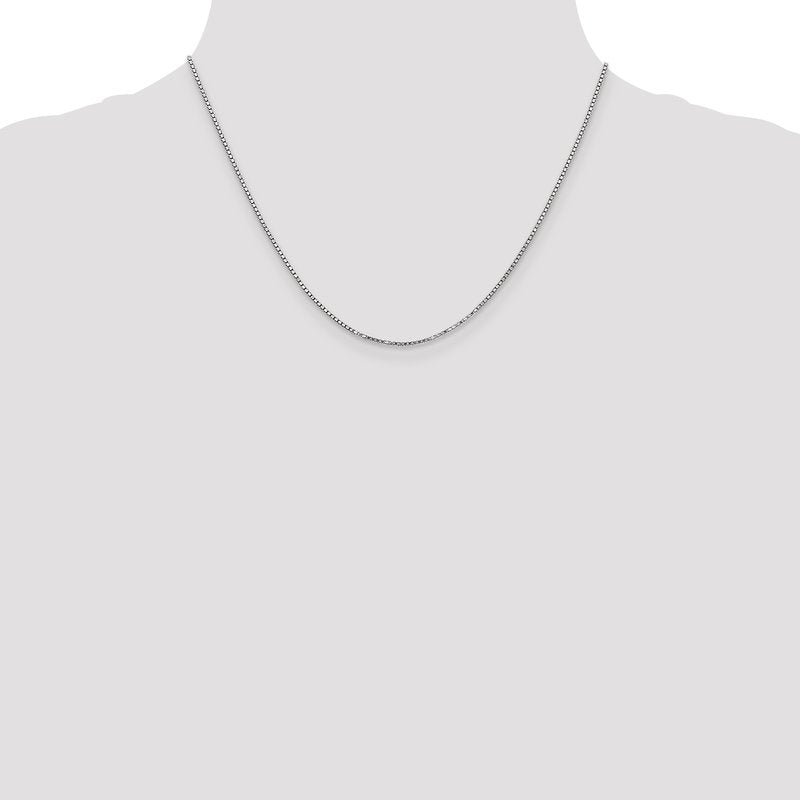 14K White Gold 14 inch 1.4mm Box with Lobster Clasp Chain