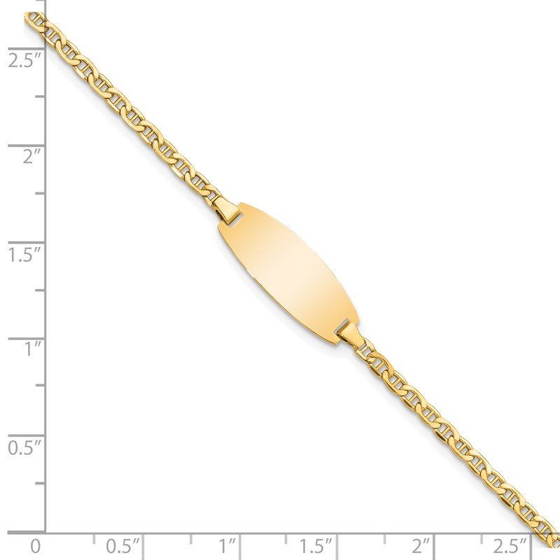 14k Polished Semi-Solid Chain/Solid Plate Anchor Link Oval 18.5x8.5mm Plate 5.5 inch Baby/Child ID Bracelet