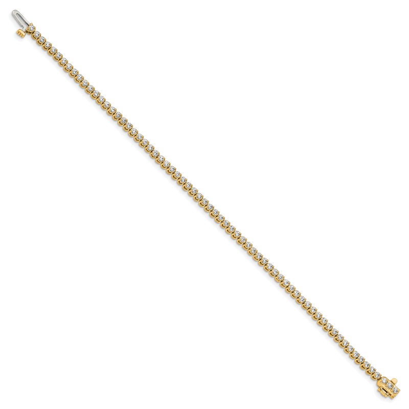 14k Complete1.9 carat Round AA Diamond 2-prong 7 inch Tennis Bracelet