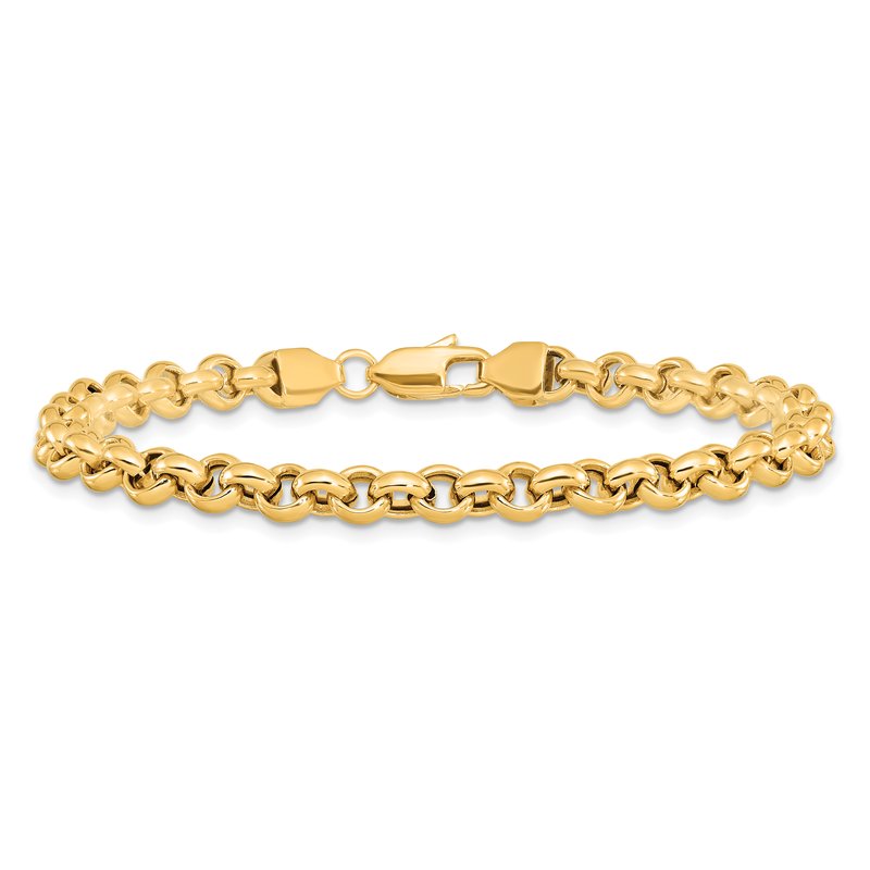 14k Polished Fancy 5mm Rolo Link 18 inch Necklace
