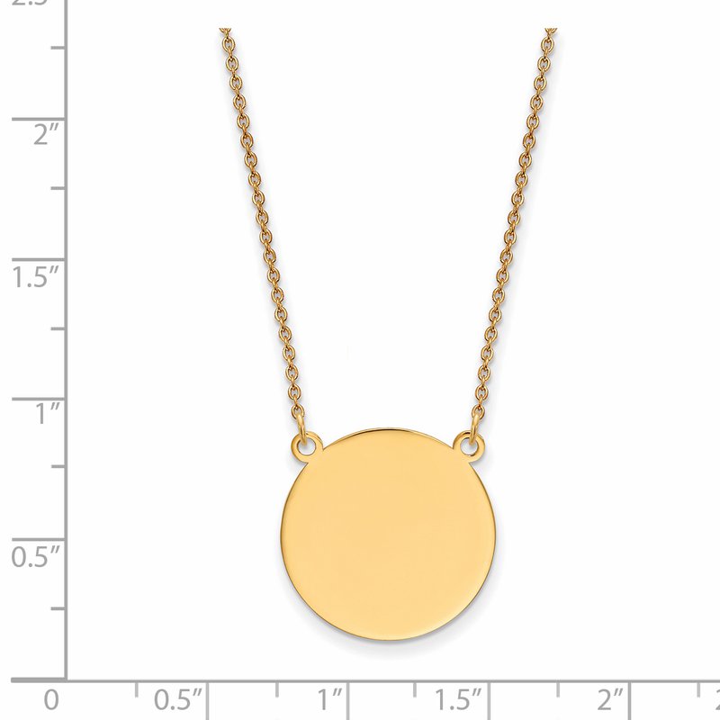 14k Plain .027 Gauge Round Engravable 19x19mm Disc 18 inch Necklace