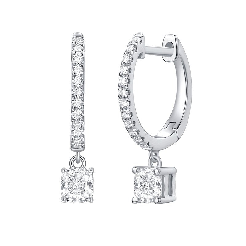 Smiling Rocks 0.76Ct E-F/SI1 Lab Grown Diamond Dangling Mini Hoop Earrings