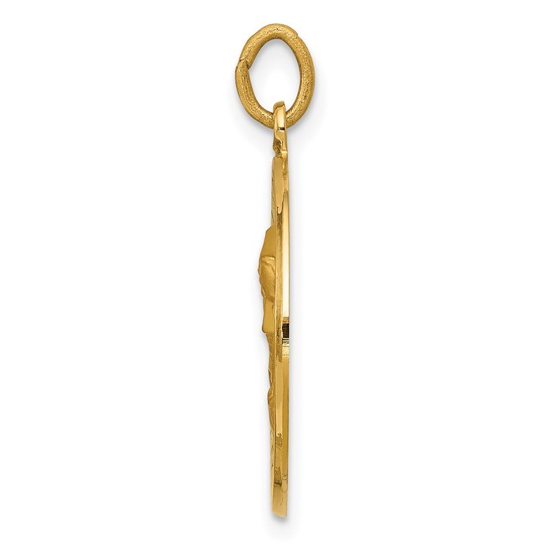 14k Polished and Satin Solid Our Lady of Sorrows Medal Round Pendant