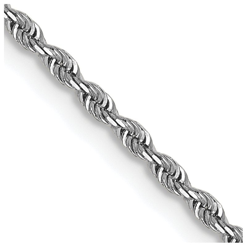 14K White Gold 1.3mm Diamond-Cut Rope Chain