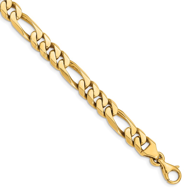 14K 20 inch 8mm Hand Polished Figaro Link with Fancy Lobster Clasp Chain