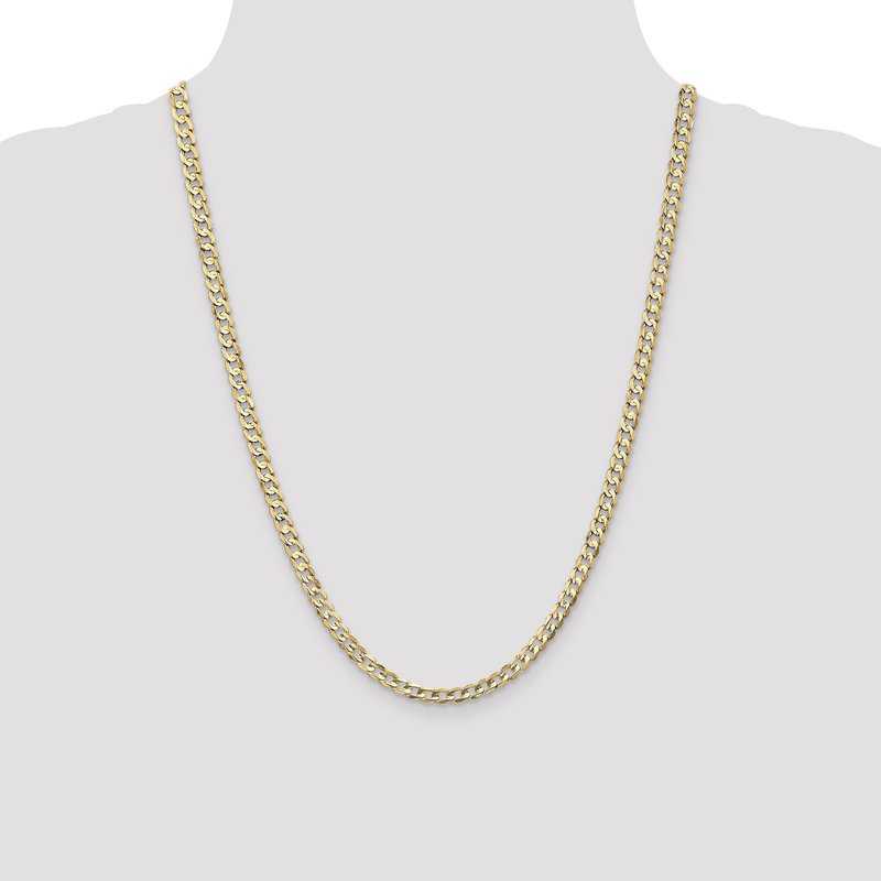 14K 26 inch 4.5mm Open Concave Curb with Lobster Clasp Chain