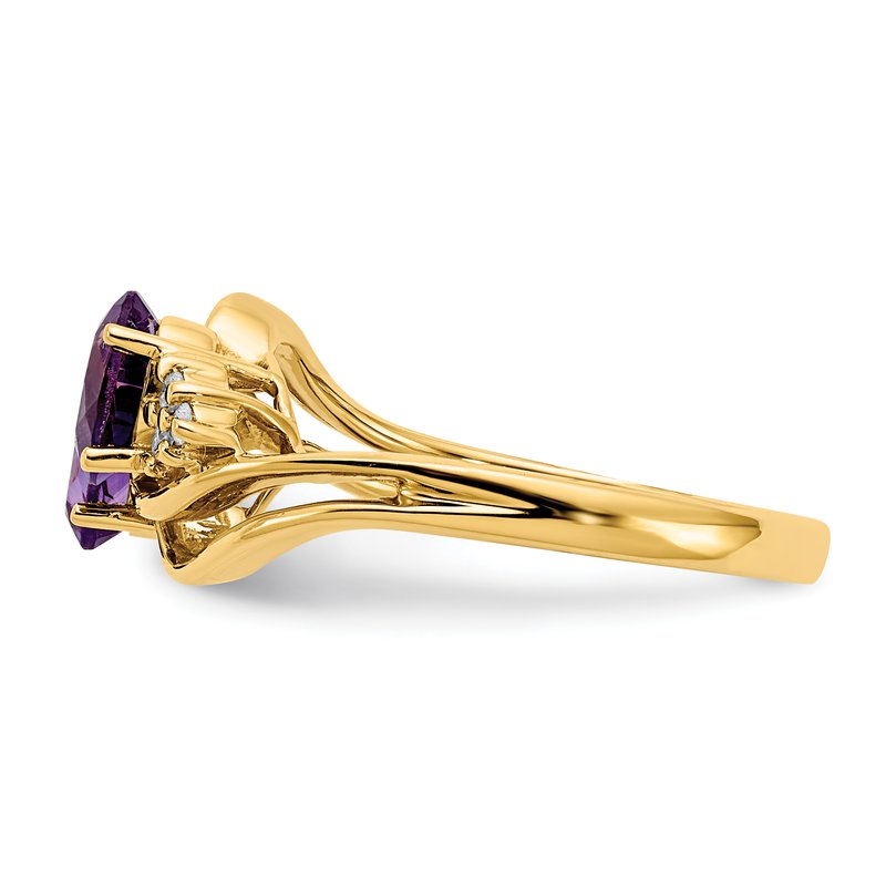 14k 6x4mm Oval Amethyst AAA Diamond ring