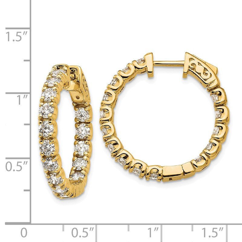 14K Yellow Gold 2 3/4 carat Lab Grown Diamond VS+ F+ Complet In and Out Hoop Earrings