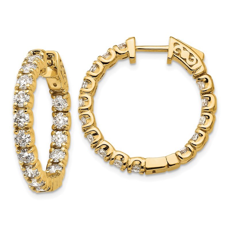 14K Yellow Gold 2 3/4 carat Lab Grown Diamond VS+ F+ Complet In and Out Hoop Earrings
