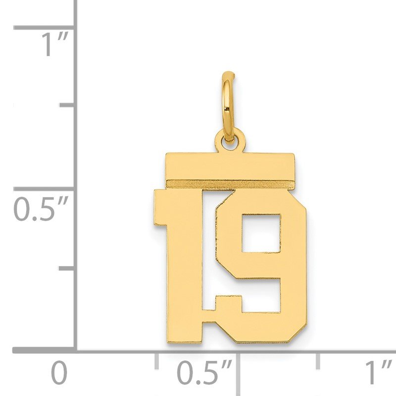14k Small Polished Number 19 Charm