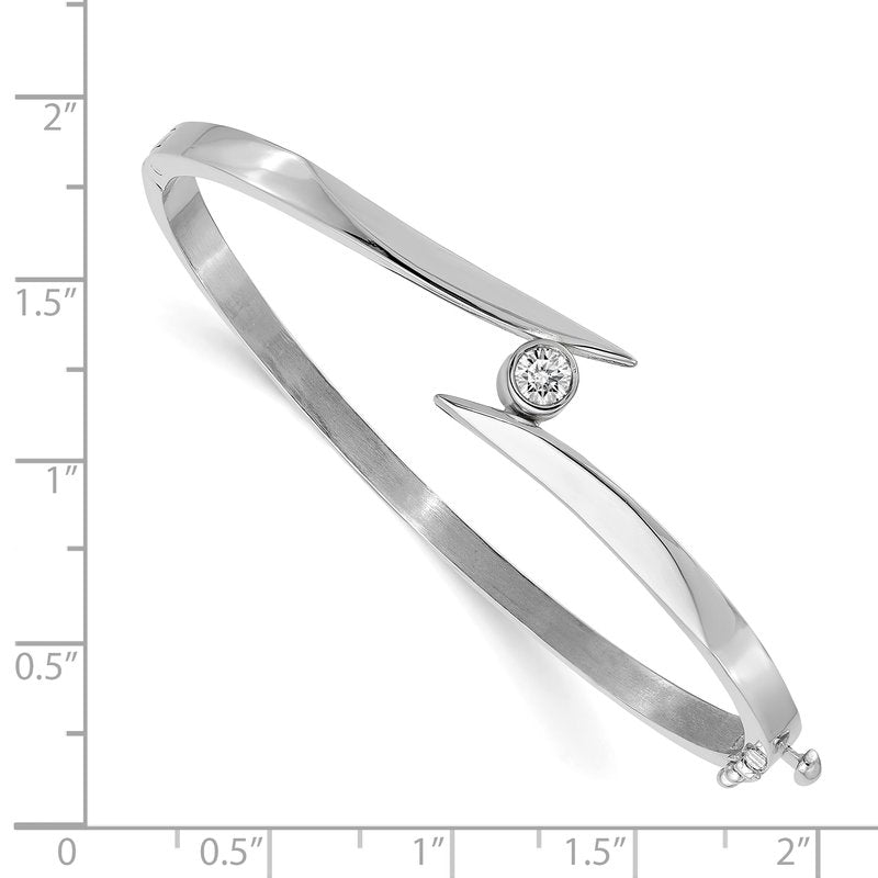 14k White Gold Complete 1/4 carat AA Diamond Hinged Oval Bangle Bracelet