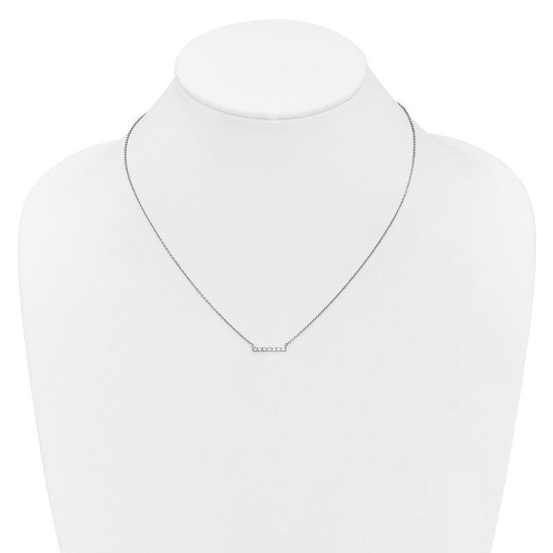 14k White Gold 1/10 carat Diamond Bar 18 inch Necklace