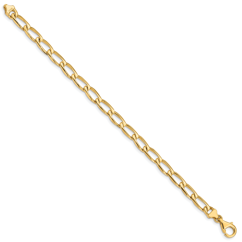 14K 18 inch 5.9mm Hand Polished Fancy Open Link with Fancy Lobster Clasp Chain