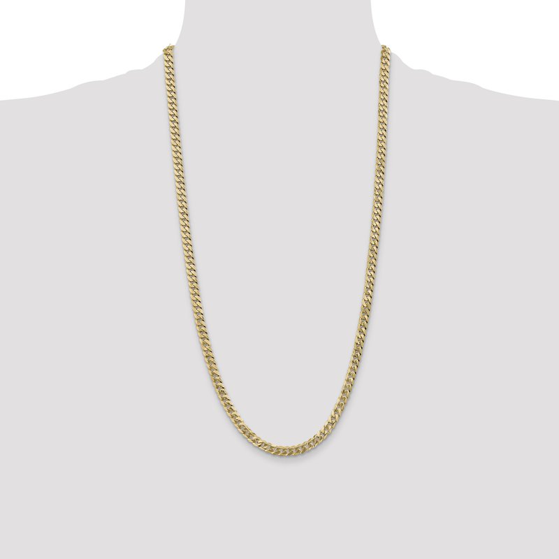 14K 26 inch 5.75mm Flat Beveled Curb with Lobster Clasp Chain
