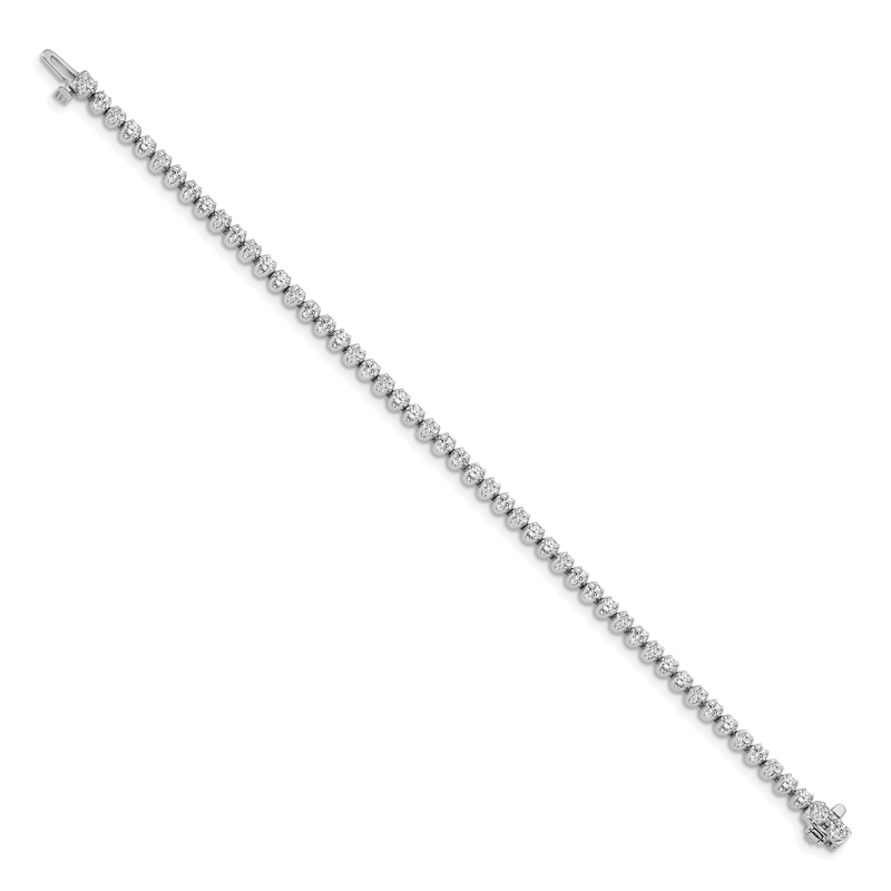 14k White Gold Complete 2.09 carat Round AA Diamond 4-prong 7 inch Tennis Bracelet