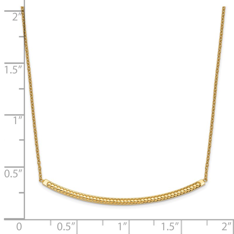 14K Polished D/C with 2in ext. Bar Necklace