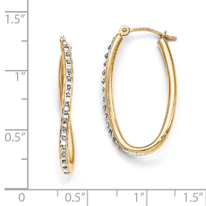 14k Diamond Fascination Oval Twist Hoop Earrings