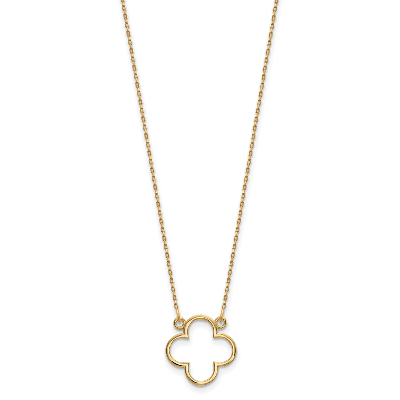 14k Polished Open Quatrefoil Design 18 inch Necklace