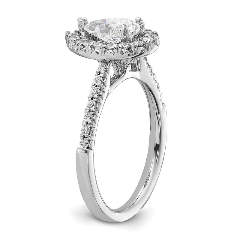 14K White Gold 1/3 carat Lab Grown Diamond VS+ F+ Semi-Mount Pear Halo Engagement Ring