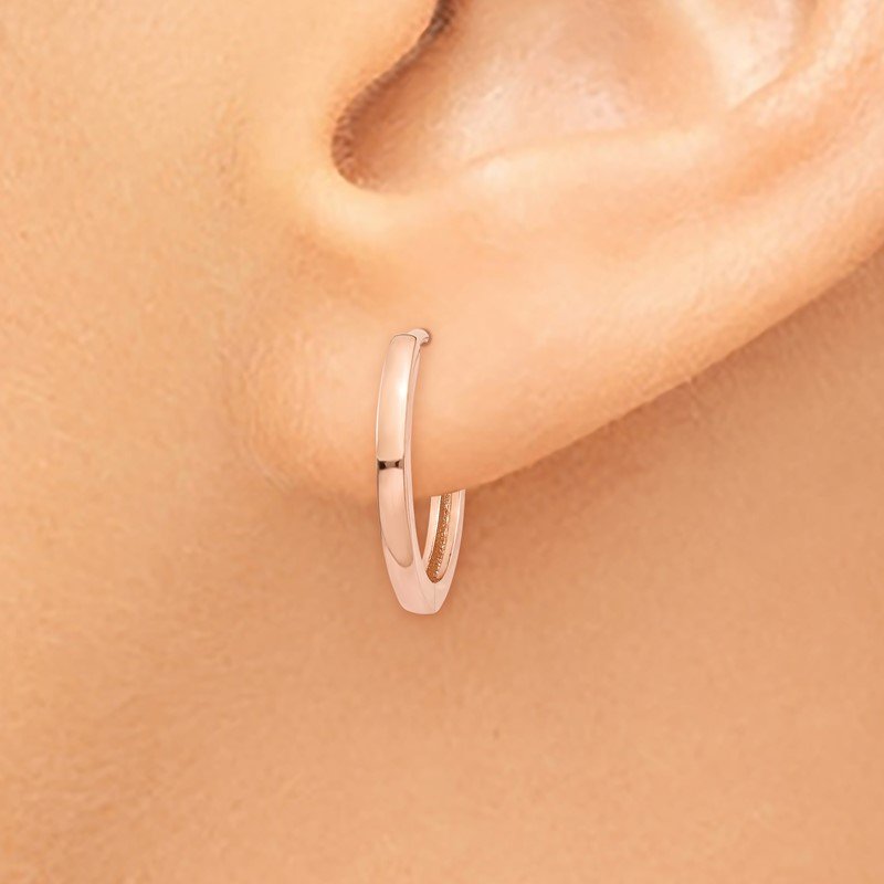 14k Rose Gold Round Hinged Hoop Earrings