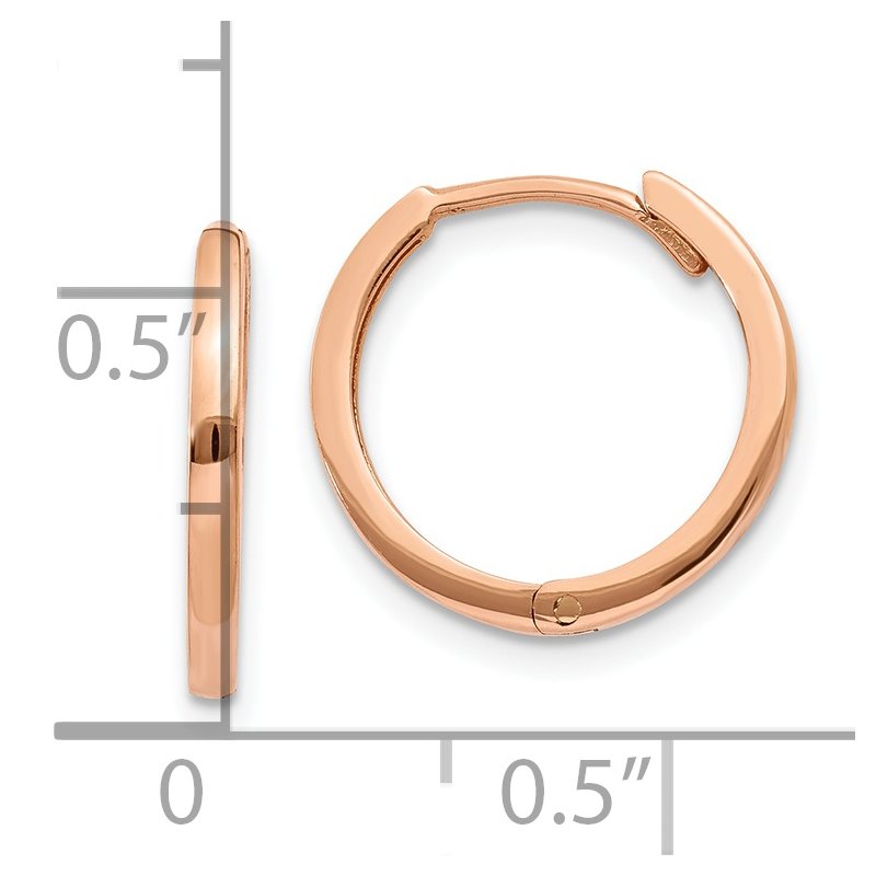 14k Rose Gold Round Hinged Hoop Earrings