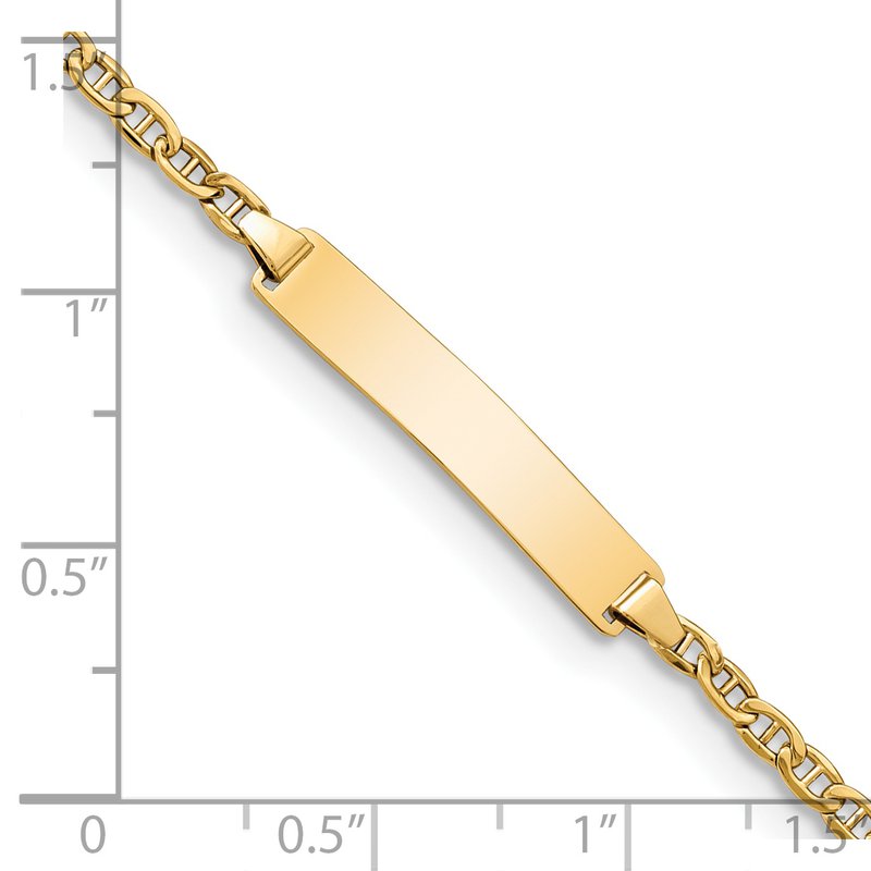 14k Polished Semi-Solid Chain/Solid Plate Anchor Link 20.5x4.5mm Plate 5.5 inch Baby/Child ID Bracelet