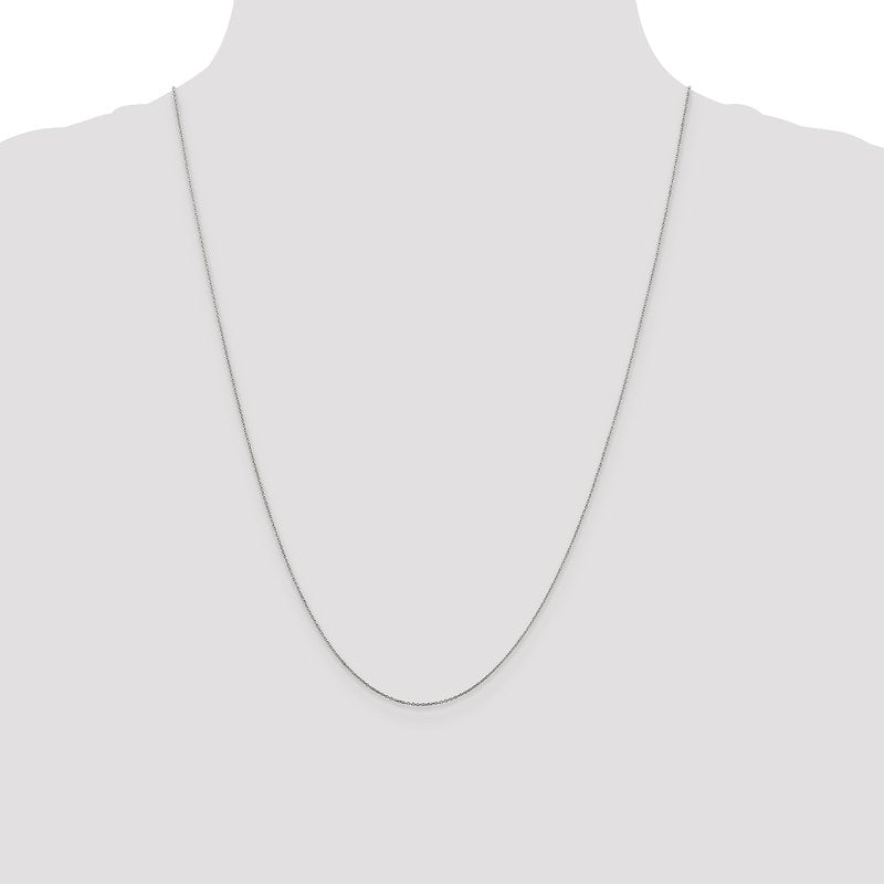 14K White Gold 14 inch .6mm Diamond-cut Round Open Link Cable with Spring Ring Clasp Chain