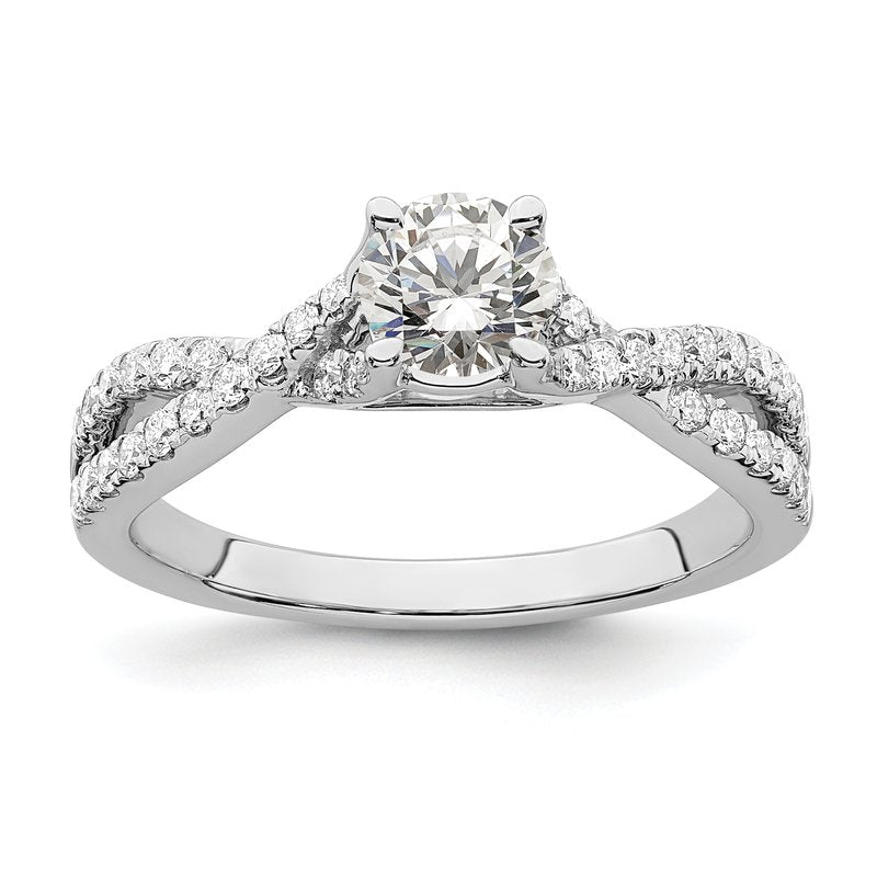 14K White Gold 3/8 carat Lab Grown Diamond VS/SI  D E F  Semi Mount Round By-Pass Engagement Ring