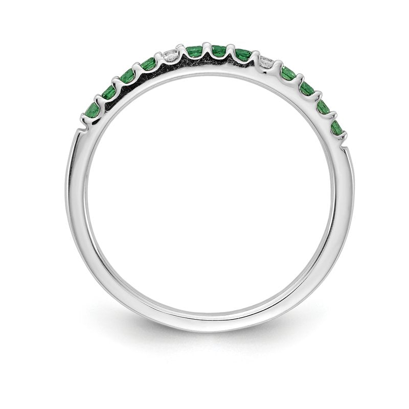 14k White Gold Diamond and Emerald Band