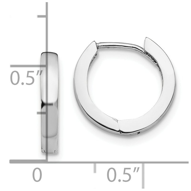 14k White Gold Round Hinged Hoop Earrings