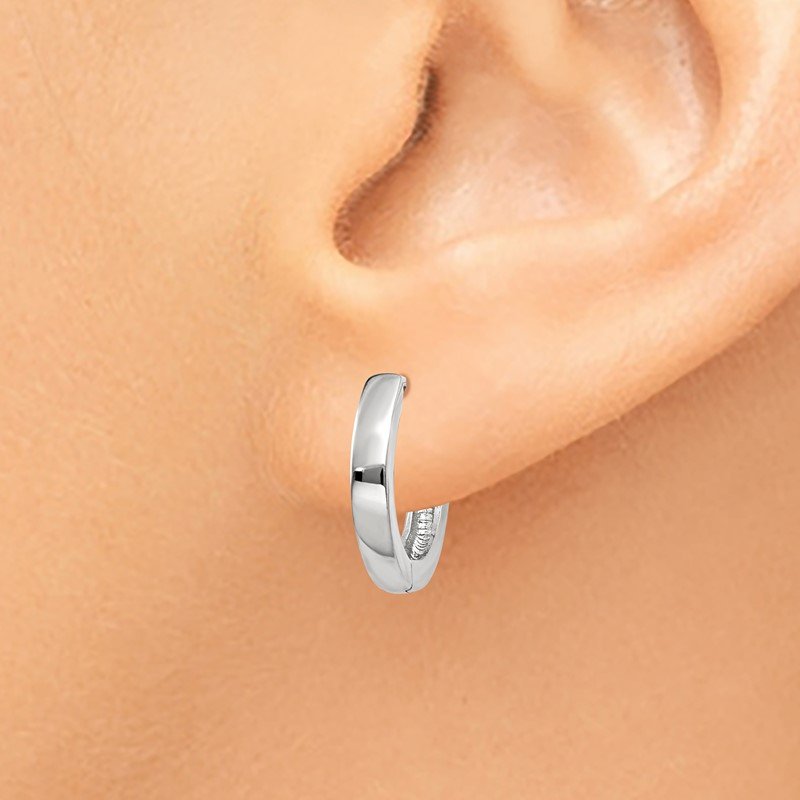 14k White Gold Round Hinged Hoop Earrings