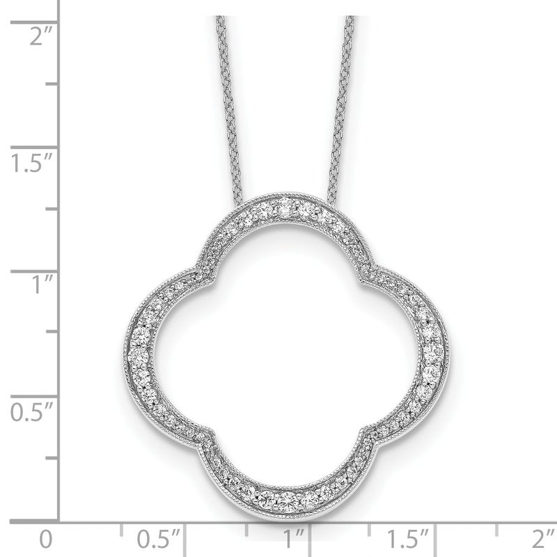 14K White Gold 1/6 carat Lab Grown Diamond VS+ F+ 18 in Complete Quatrefoil Floral Necklace