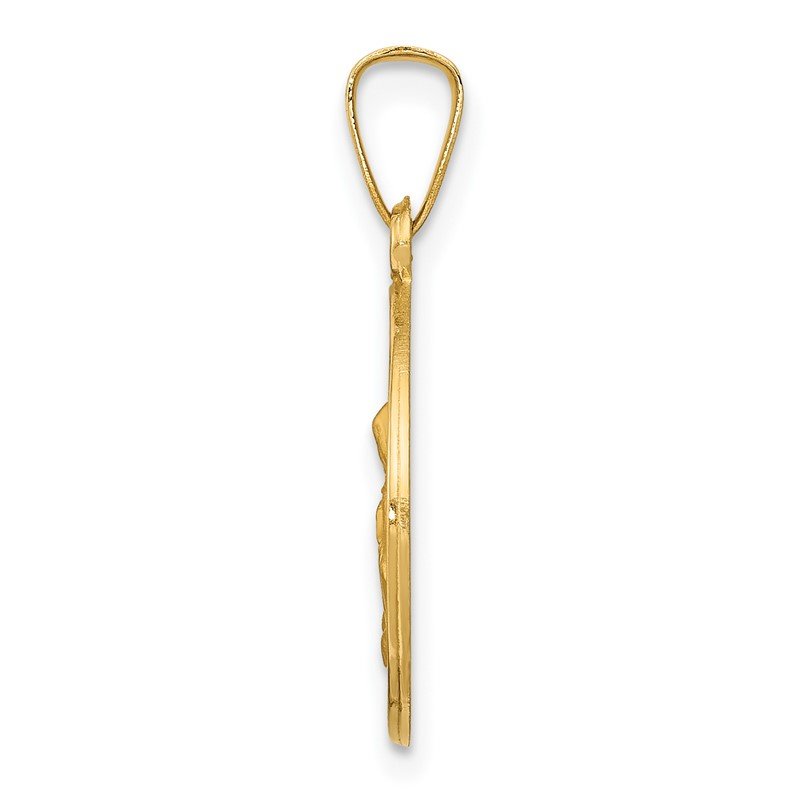 14k Polished and Satin Hollow St. Anne Medal Pendant