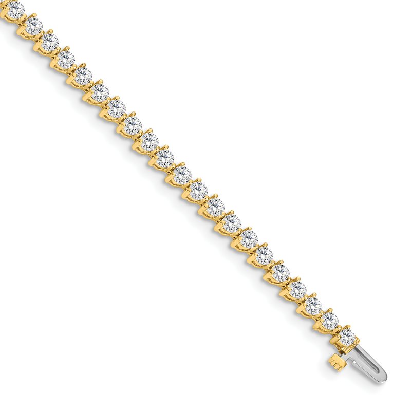 14K Yellow Gold 4 1/3 carat Lab Grown Diamond VS+ F+ Complete Tennis Bracelet