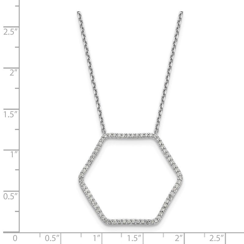 14K White Gold 1/4 carat Lab Grown Diamond VS+ F+ 18 in Complete Hexagon Necklace